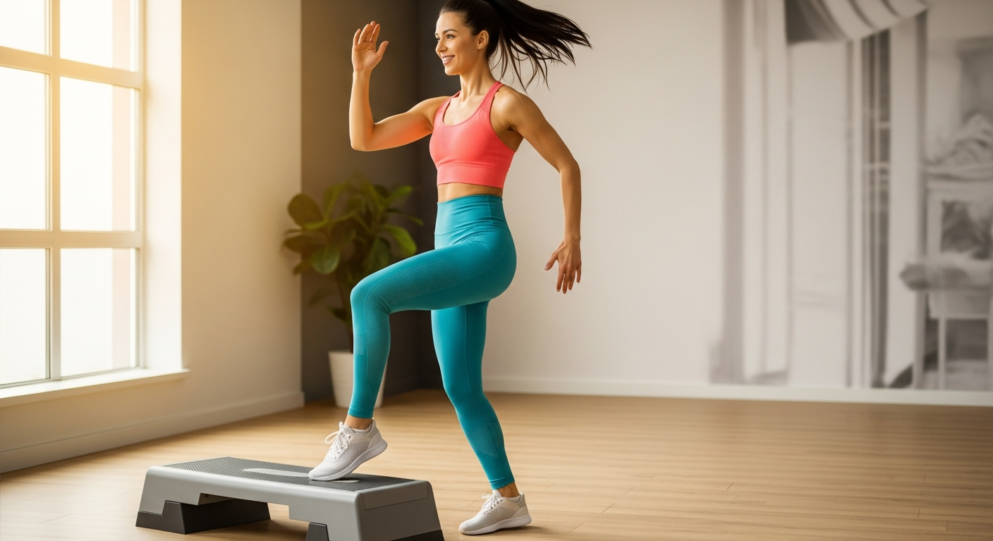 Занятие степ-аэробикой дома